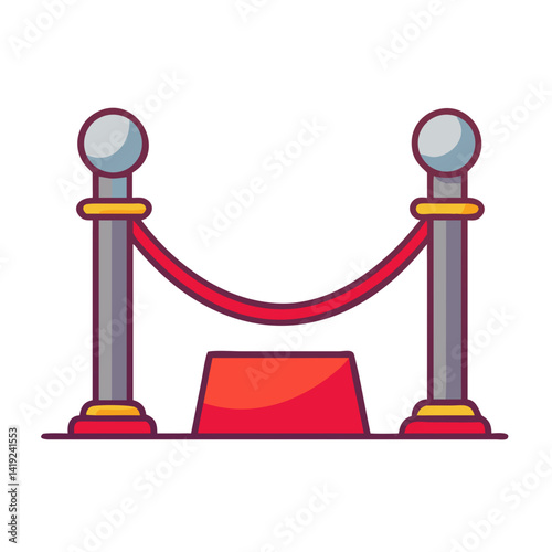 Red Carpet Barrier Icon Representing Premiere Event and Celebrity Access Control