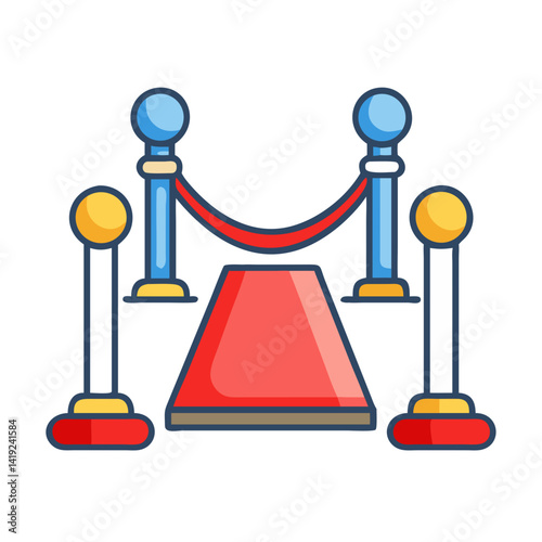 Red Carpet Barrier Icon Representing Premiere Event and Celebrity Access Control