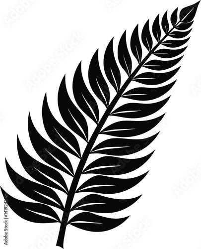 New Zealand Silver Fern Emblem in Black | Classic Nature Symbol Vector for Print & Design Use