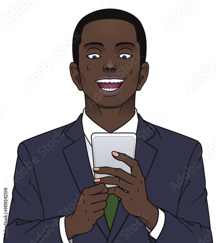 スマホを見て焦る男性　タイプE