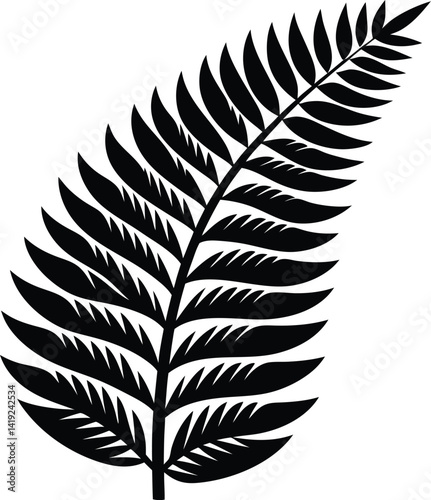 New Zealand Silver Fern Emblem in Black | Classic Nature Symbol Vector for Print & Design Use
