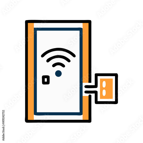 Smart Door Icon Representing Wireless Entry Access and Remote Security Control