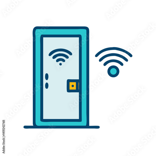 Smart Door Icon Representing Wireless Entry Access and Remote Security Control