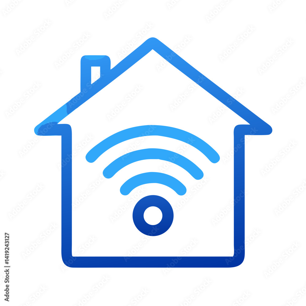 Smart Home with Signal Icon Representing Wireless Connectivity and Home Automation Smart Home with Signal Icon Representing Wireless Connectivity and Home Automation
