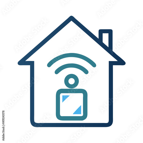 Smart Home with Signal Icon Representing Wireless Connectivity and Home Automation