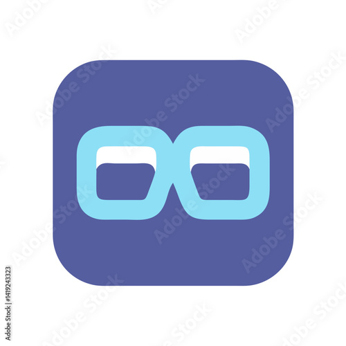 Square Glasses Icon Representing Modern Eyewear and Vision Accessory