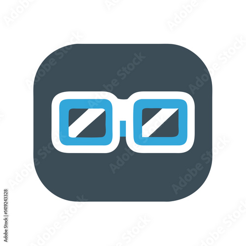 Square Glasses Icon Representing Modern Eyewear and Vision Accessory