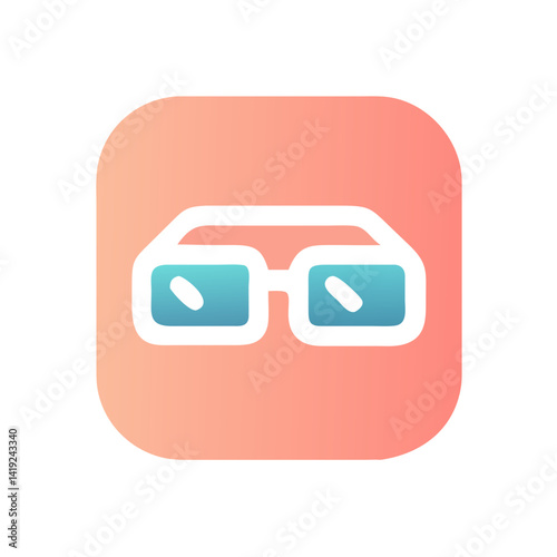 Square Glasses Icon Representing Modern Eyewear and Vision Accessory
