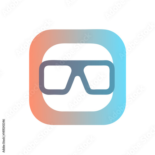 Square Glasses Icon Representing Modern Eyewear and Vision Accessory