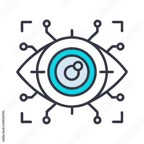 Tech Eye Circle Icon Representing Digital Vision and Futuristic Surveillance