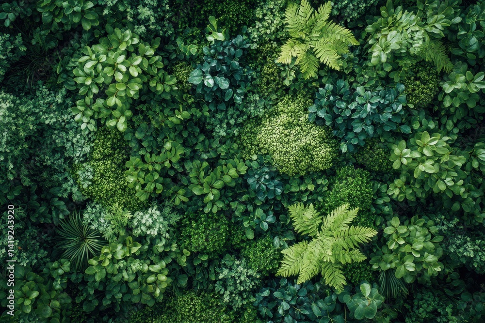 Vibrant greenery showcases diverse plant life in a lush, natural environment