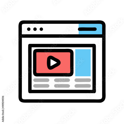 Free Download Video Window Icon Representing Media Player Interface for Digital Content Viewing - GFXLoad