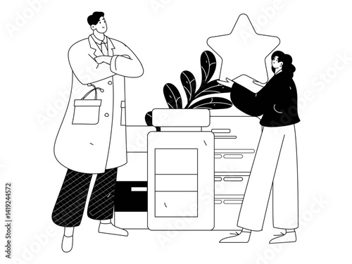 Medical characters fighting the epidemic flat vector concept operation hand drawn illustration
