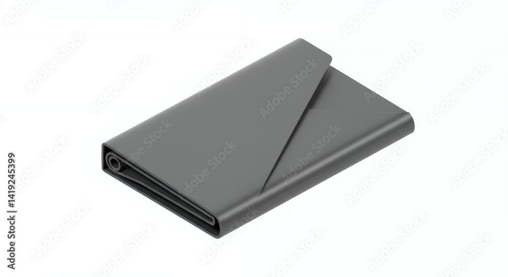 Isometric 3D Rendering of a Dark Gray Folded Object on White Background