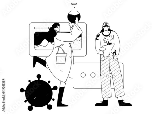 Medical characters fighting the epidemic flat vector concept operation hand drawn illustration
