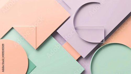 Minimalist abstract art wallpaper, using soft pastel tones, geometric shapes, and a calm, balanced composition. Clean and elegant digital artwork.