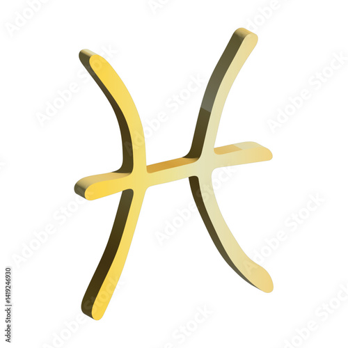 3d pisces zodiac sign Esoteric symbol Astrology clipart Element for design