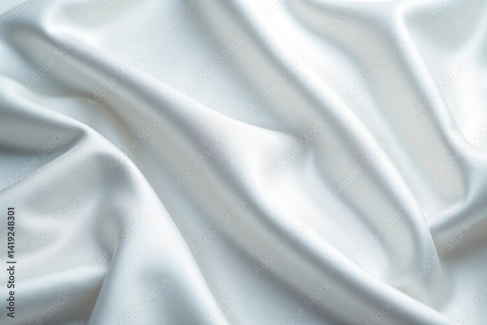 Obraz premium Glistening white silk fabric, folds create texture, bright studio light, draped fabric, clean, high resolution