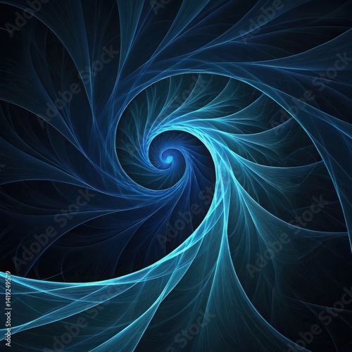 Blue Fractal Spiral with Radiant Light Energy Pattern