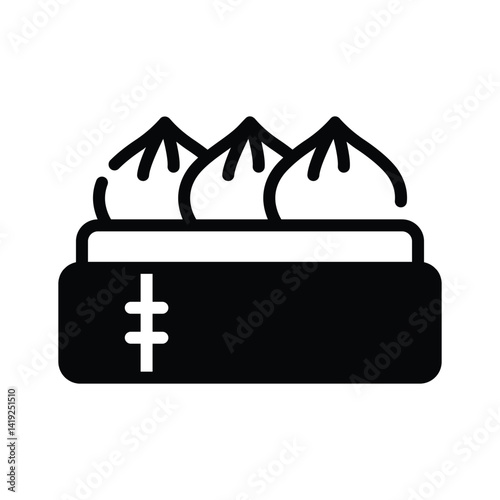Here is a trendy glyph style icon of dumplings pot