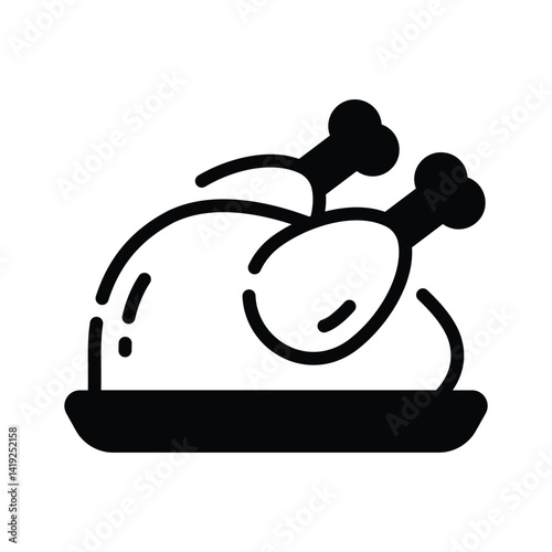 Get a sight of this glyph style icon of roasted chicken