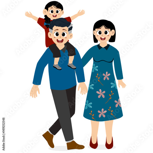 Happy family concept. Portrait of a big happy family consisting of father mother son, daughter, baby. Family portrait or photo