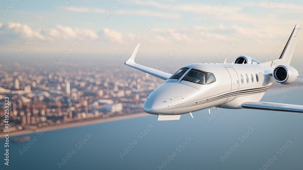 Naklejka premium A detailed side view of a jet aircraft, showcasing its design and perspective in high resolution.