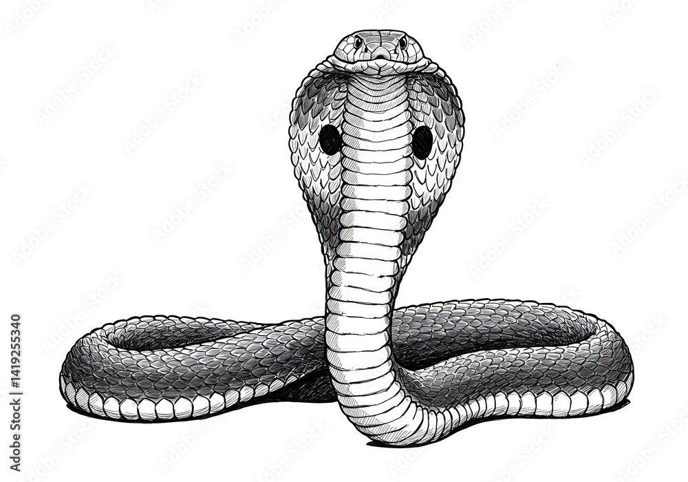 Fototapeta premium coiled cobra vector illustration