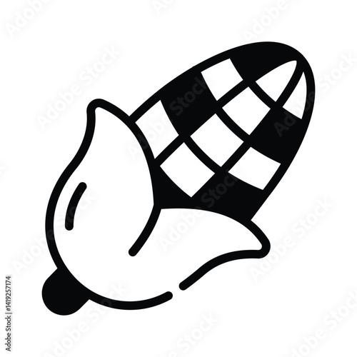A visually appealing glyph style icon of corn