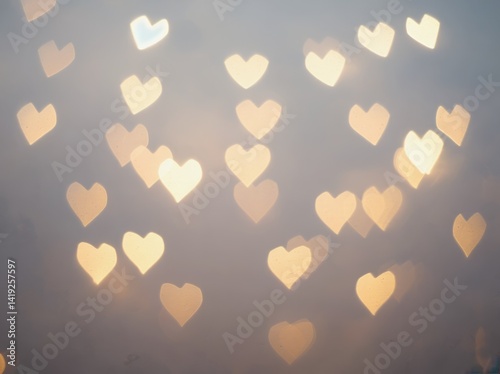 Soft and warm abstract background featuring heart shapes in a dreamy arrangement with a soothing color palette