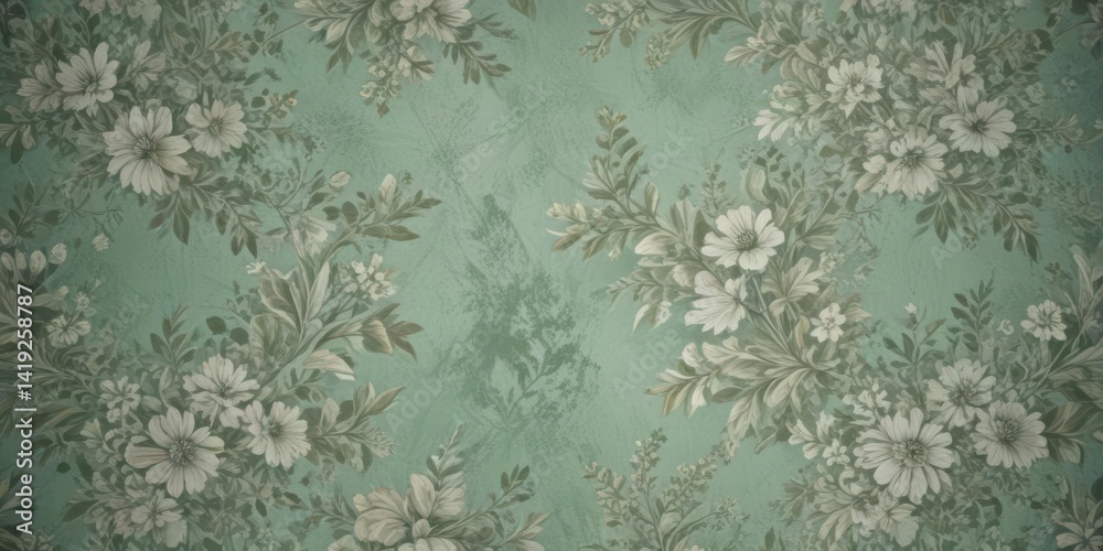 Faded green floral pattern, grunge effect Retro aesthetic, subtle texture , design, nature, floral Faded green floral pattern, grunge effect Retro aesthetic, subtle texture , design, nature, floral
