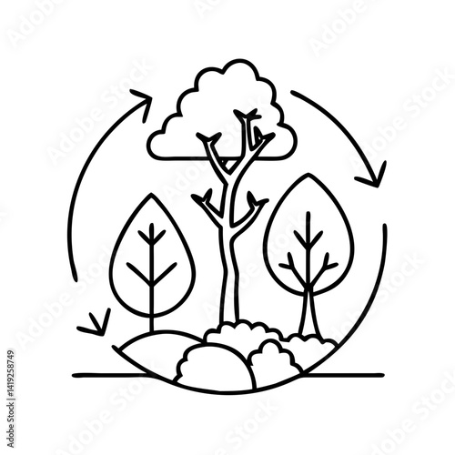 reforestation icon, reforestation line art - simple line art of reforestation, perfect for reforestation logos and icons