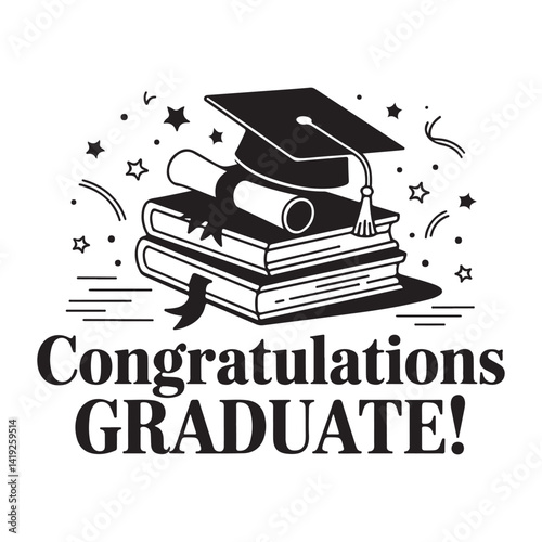 Graduation Finished Silhouette Design Bundle with Academic Icons and Hand Drawn Elements