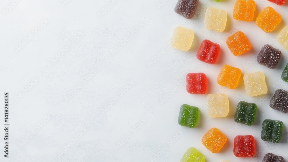 A colorful gummy candy wrapper showing an opened packaging, perfect for food-related visuals. A colorful gummy candy wrapper showing an opened packaging, perfect for food-related visuals.