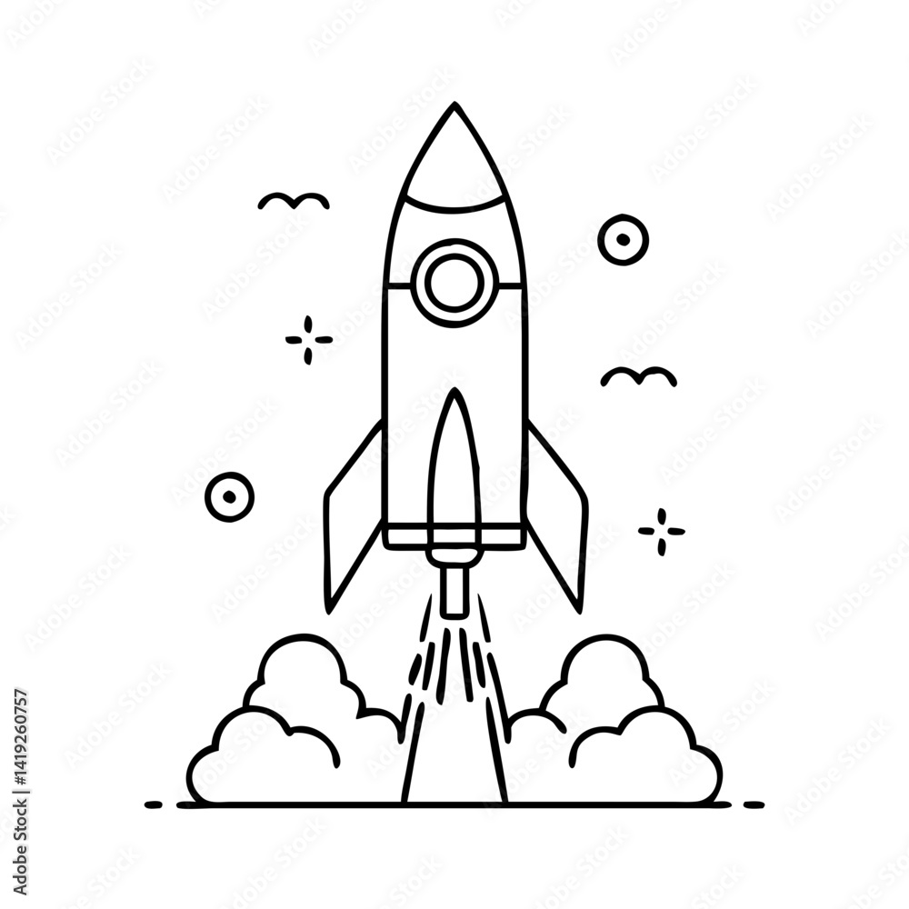 rocket launch icon, rocket launch line art - simple line art of rocket launch, perfect for rocket launch logos and icons rocket launch icon, rocket launch line art - simple line art of rocket launch, perfect for rocket launch logos and icons