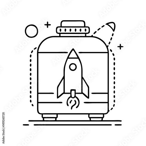 rocket fuel tank icon, rocket fuel tank line art - simple line art of rocket fuel tank, perfect for rocket fuel tank logos and icons