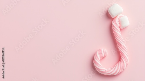 Colorful candy marshmallow rope image, styled in a minimalistic design with a low-resolution effect.
