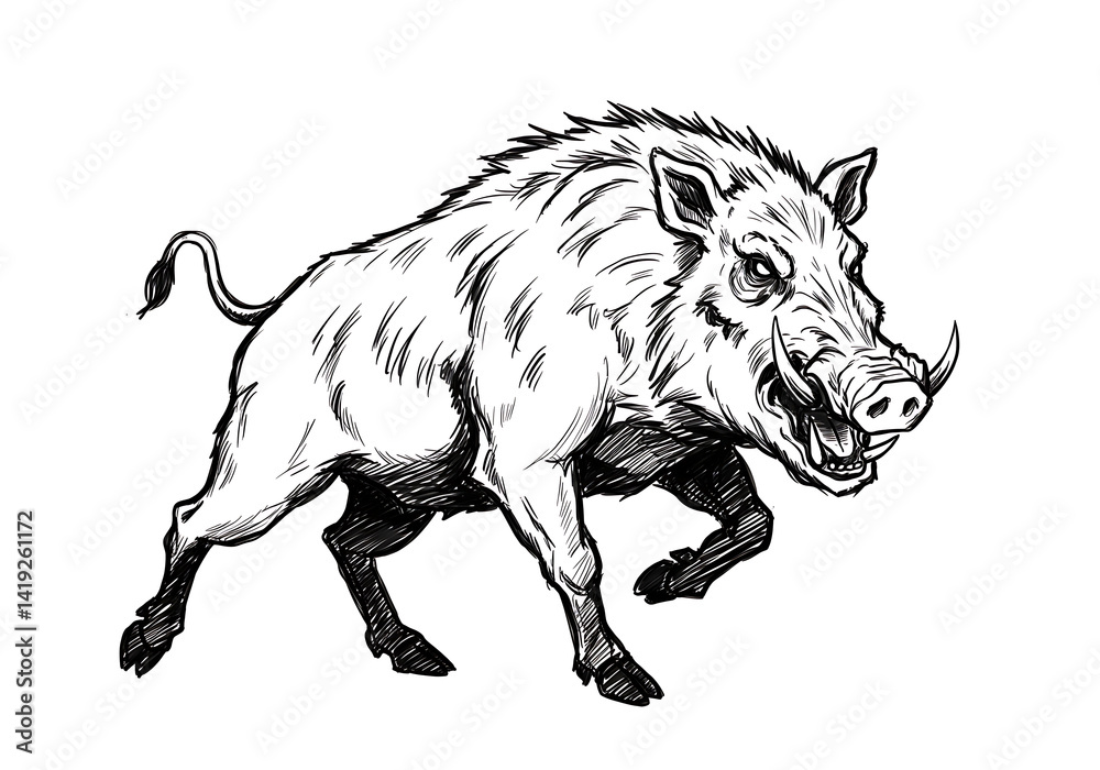 Fototapeta premium charging boar vector illustration