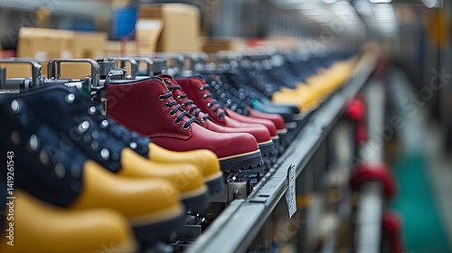 Large-scale footwear manufacturing process in a factory setting