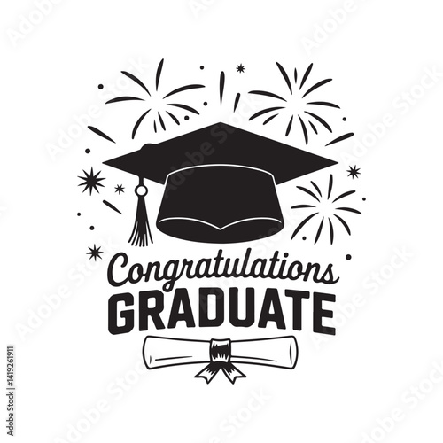 Graduation Finished Silhouette Design Bundle with Academic Icons and Hand Drawn Elements