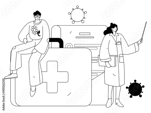 Medical characters fighting the epidemic flat vector concept operation hand drawn illustration
