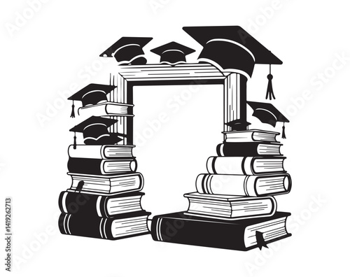 Graduation Finished Silhouette Design Bundle with Academic Icons and Hand Drawn Elements