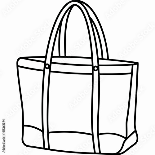 "Tote Bag Illustration in Simple Line Art: Practical and Stylish"