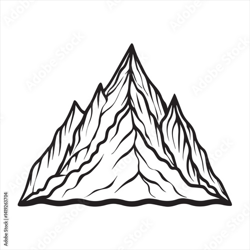 Mountain Shape Silhouette | Hills Vector Graphic Isolated on White