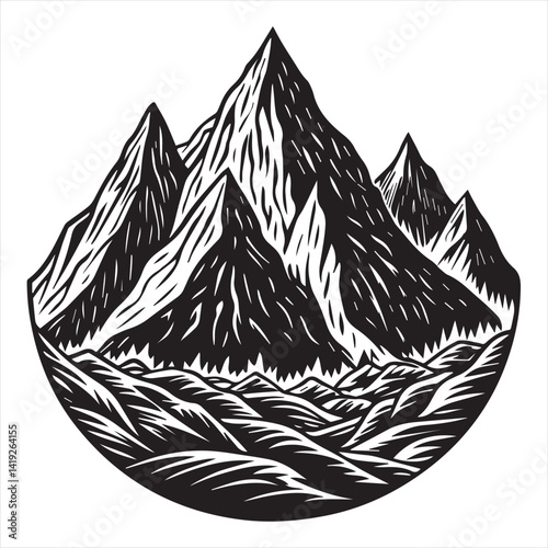 Mountain Shape Silhouette | Hills Vector Graphic Isolated on White