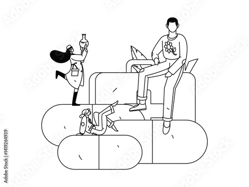 Medical characters fighting the epidemic flat vector concept operation hand drawn illustration
