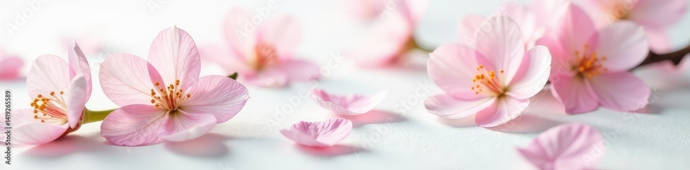 Delicate flower blooms on a pristine white surface, petals, bloom, nature Delicate flower blooms on a pristine white surface, petals, bloom, nature