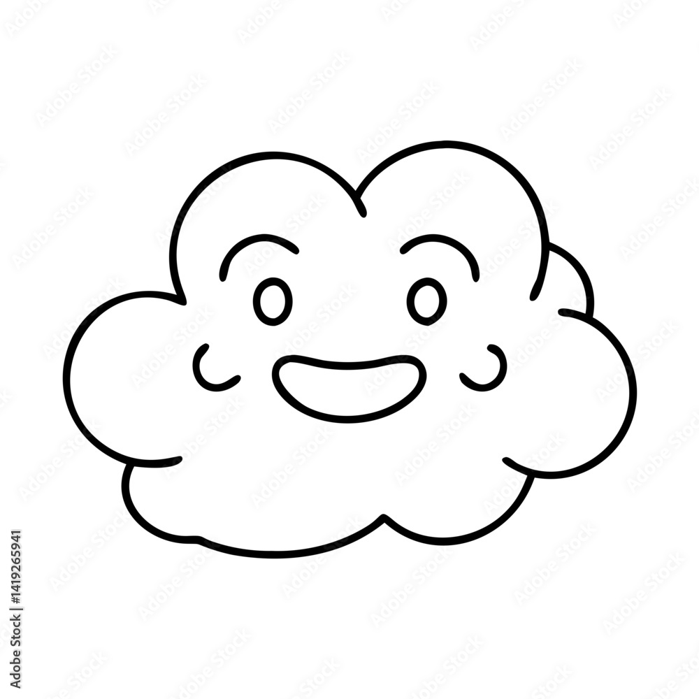 smiling cloud icon, smiling cloud line art - simple line art of smiling cloud, perfect for smiling cloud logos and icons smiling cloud icon, smiling cloud line art - simple line art of smiling cloud, perfect for smiling cloud logos and icons