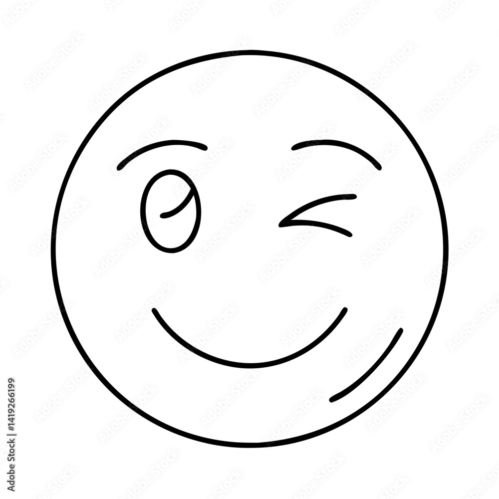Fototapeta premium smiling face with a wink icon, smiling face with a wink line art - simple line art of smiling face with a wink, perfect for smiling face with a wink logos and icons
