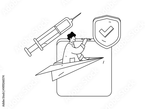 Medical characters fighting the epidemic flat vector concept operation hand drawn illustration

